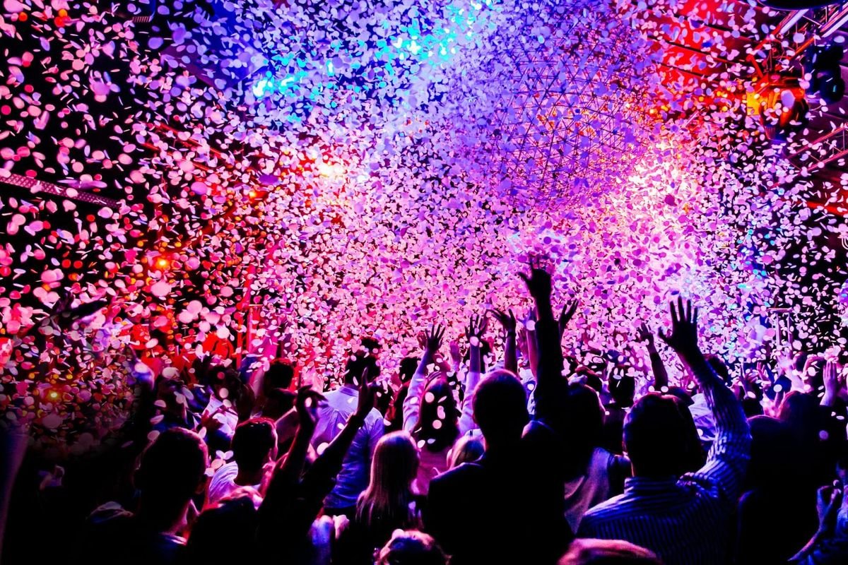 Confetti cannon at an event