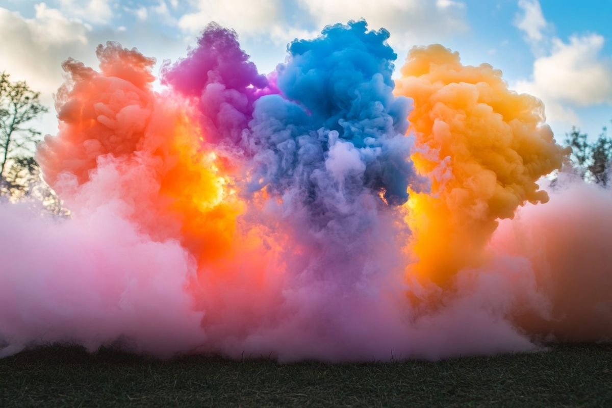 Daytime coloured smoke at an event